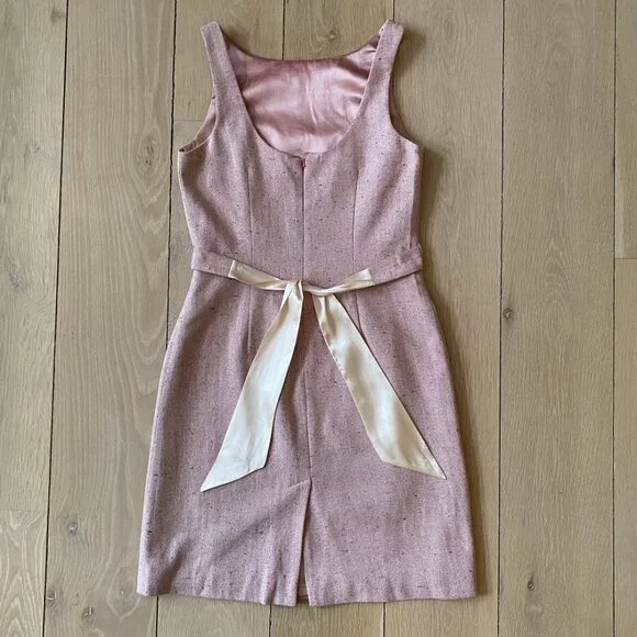 Pink Wool Tweed Dress w/ Multicolor and Gold Speckles, Max and Cleo, Size 4 - Picture 2 of 5